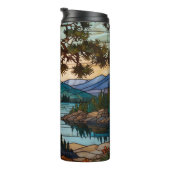 Rustic mountain range landscape stain glass  thermosbecher (Nach rechts gedreht)