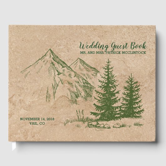 Rustic Mountain Range Wedding Guestbook Gästebuch (Vorderseite)