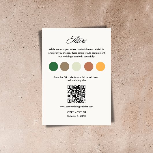 Rustic Mountain Wedding Dress Code Color Palette  Begleitkarte