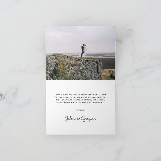 Rustic Mountain Wedding Foto Danke Karte (Innenseite)