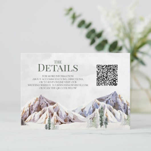 Rustic Mountain Wedding QR code Details Insert (Stehend Vorderseite)