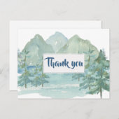 Rustic Mountains Adventure Baby Dusche Vielen Dank Postkarte (Vorne/Hinten)