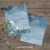 Rustic Mountains Blue Budget Save the Date Card Postkarte