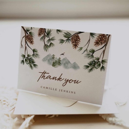 Rustic Mountains Boy Baby Dusche Dankeskarte