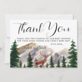 Rustic Mountains Deer Baby Dusche Vielen Dank Dankeskarte (Vorderseite)
