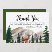 Rustic Mountains Deer Baby Shower Thank You Dankeskarte (Vorne/Hinten)