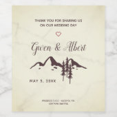 Rustic Mountains Design for Wedding or Event Weinetikett (Einzelnes Label)