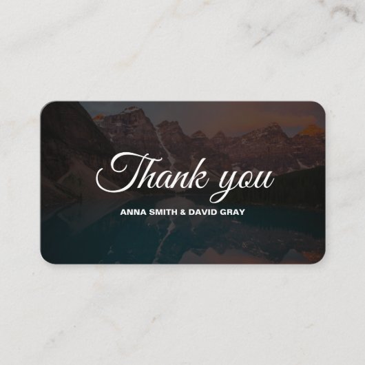 Rustic Mountains Forest Script Danke Karte (Vorderseite)