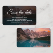Rustic Mountains Forest Script Save the Date Card Begleitkarte (Vorne/Hinten)