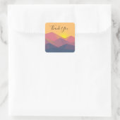 Rustic Mountains Geometric Minimalistisch Danke Quadratischer Aufkleber (Tasche)