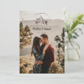Rustic Mountains Landscape Romantic Photo Wedding Einladung (Stehend Vorderseite)