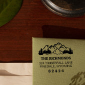 Rustic Mountains & Pine Return Address Permastempel