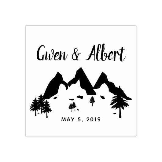 Rustic Mountains Wedding Monogram Gummistempel (Prägung)