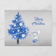 Rustic Mouse Package Blue Tree Weihnachten