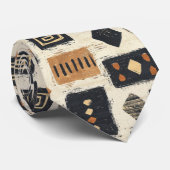 Rustic Mudcloth Geometric Pattern (1) Krawatte (Gerollt)