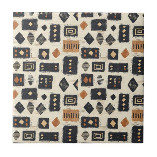Rustic Mudcloth Geometric Pattern (2) Fliese (Vorderseite)