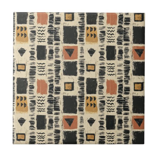 Rustic Mudcloth Geometric Pattern (3) Fliese (Vorderseite)