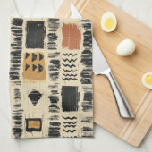 Rustic Mudcloth Geometric Pattern (3) Geschirrtuch (Viertel Falte)