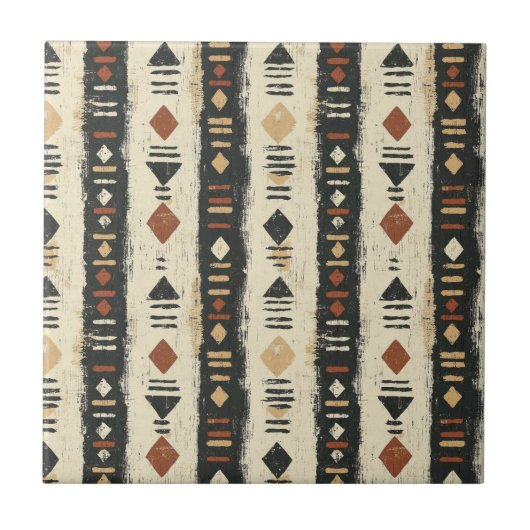 Rustic Mudcloth Geometric Pattern (4) Fliese (Vorderseite)