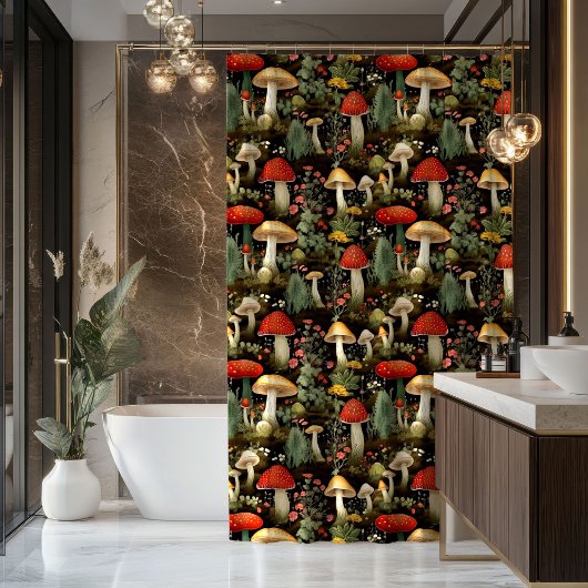 Rustic Mushroom Curtain Nature’s Whimsy in Style Duschvorhang
