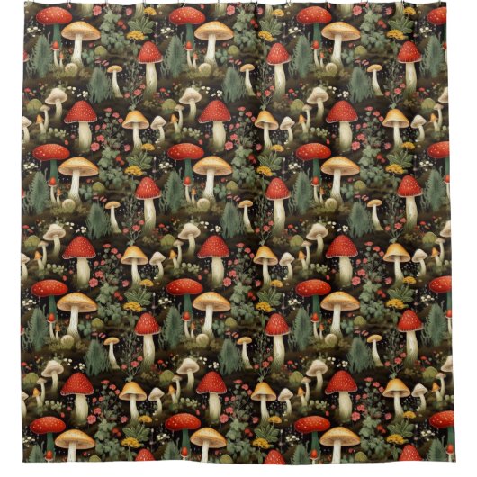 Rustic Mushroom Curtain Nature’s Whimsy in Style Duschvorhang (Vorderseite)