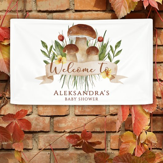 Rustic Mushroom Fall Baby Shower Welcome Sign Banner