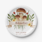 Rustic Mushroom Woodland Autumn Baby Shower Pappteller (Vorderseite)