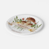 Rustic Mushroom Woodland Autumn Baby Shower Pappteller (Schrägansicht)