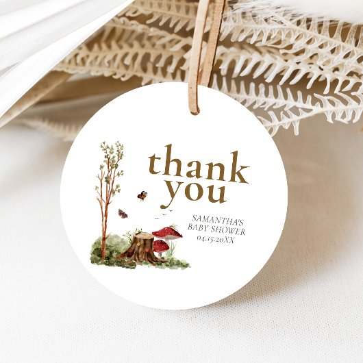 Rustic Mushroom Woodland Baby Shower Geschenkanhänger