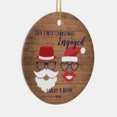 Rustic Mustache Lips lustige 1. Verlobte Weihnacht Keramik Ornament (Rechts)