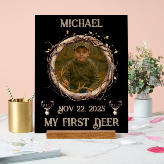 Rustic "My First Deer" Outdoor Deer Hunter Acrylschild (Hochzeit)