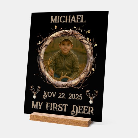 Rustic "My First Deer" Outdoor Deer Hunter Acrylschild (Winkel)