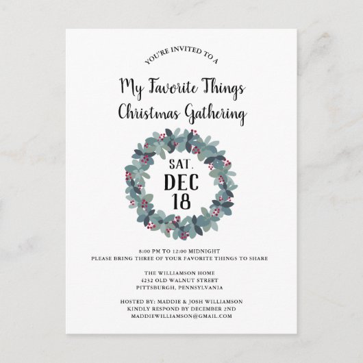 Rustic My Lieblings-Dinge Weihnachts-Party laden Postkarte (Vorderseite)