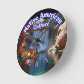 Rustic Native American Culture Tribes Runde Wanduhr (Winkel)