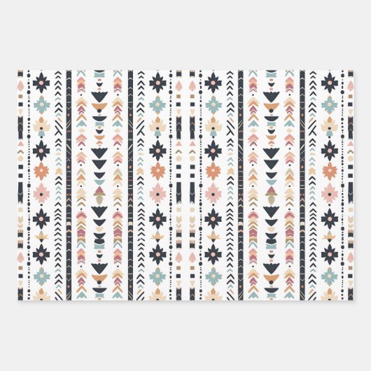 Rustic Native Ethnic Mudcloth Aesthetic Vertical Geschenkpapier Set (Vorderseite 2)