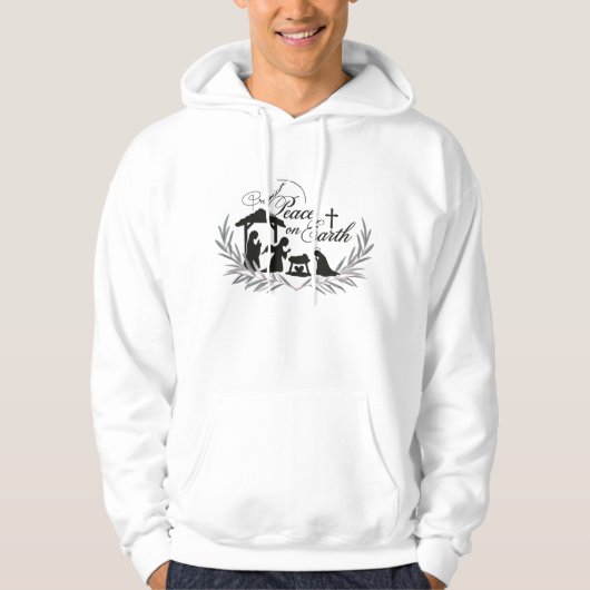 Rustic Nativity Peace on Earth Wreath Adult Hoodie (Vorderseite)