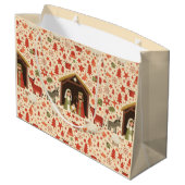 Rustic Nativity Scene Christmas Gift Bag Große Geschenktüte (Rückseite Schrägansicht)