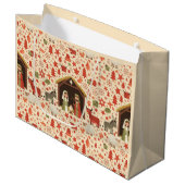 Rustic Nativity Scene Christmas Gift Bag Große Geschenktüte (Vorderseite Schrägansicht)