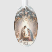 Rustic Nativity Scene with Winter Florals Card Ornament (Vorderseite)