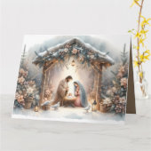 Rustic Nativity Scene with Winter Florals Karte (Gelbe Blume)