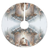 Rustic Nativity Scene with Winter Florals Polyester Weihnachtsbaumdecke (Vorderseite)