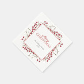 Rustic Natural Red Berry Frohe Weihnachten Serviette (Ecke)