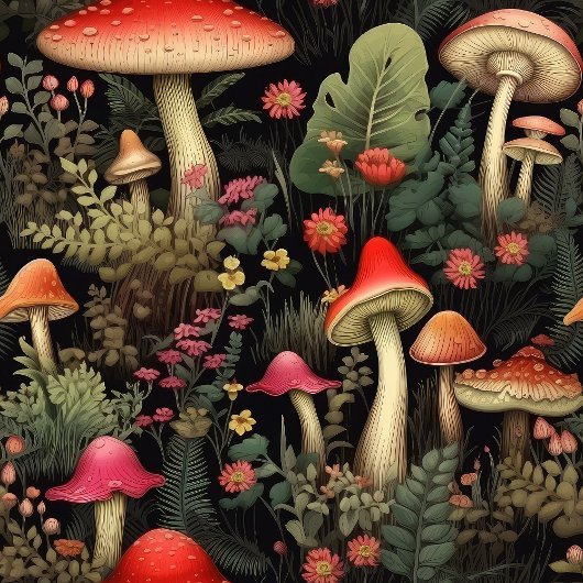 Rustic Nature Blanket Mushrooms & Woodland Vibes Fleecedecke