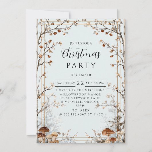 Rustic Nature-Inspired Holiday Einladung (Vorderseite)