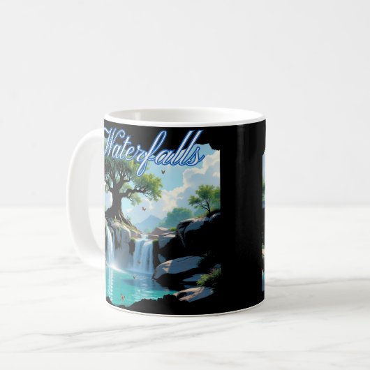 Rustic Nature Walk to Outdoor Waterfalls Kaffeetasse (Vorderseite Links)