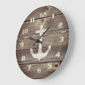 Rustic Nautical Beautiful authentic looking Wood L Große Wanduhr (Winkel)