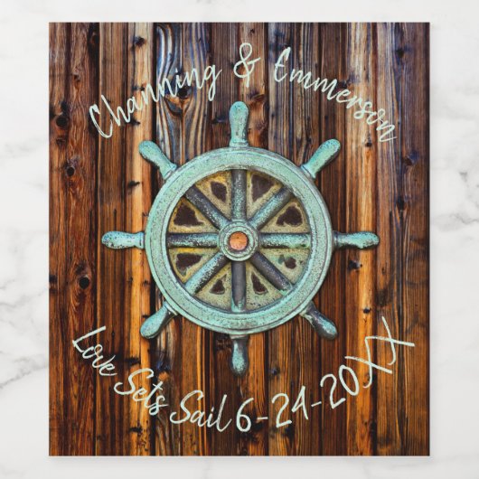 Rustic Nautical Wedding or Engagement Weinetikett (Einzelnes Label)