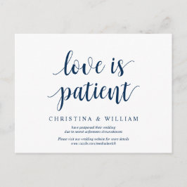 Rustic Navy Blau, Liebe ist geduldig, verspätet Postkarte