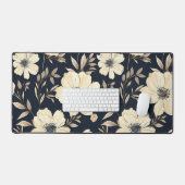 Rustic Navy Blue Beige Wildflower Meadow Dark Flor Schreibtischunterlage (Tastatur & Maus)