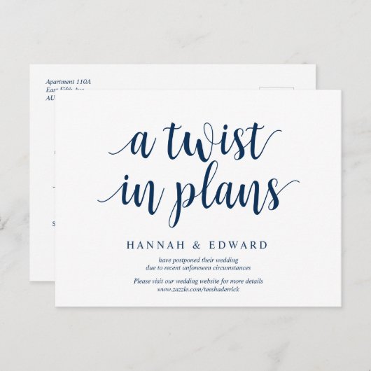 Rustic Navy Blue, eine Drehung in Plänen, verschob Postkarte (Vorne/Hinten)